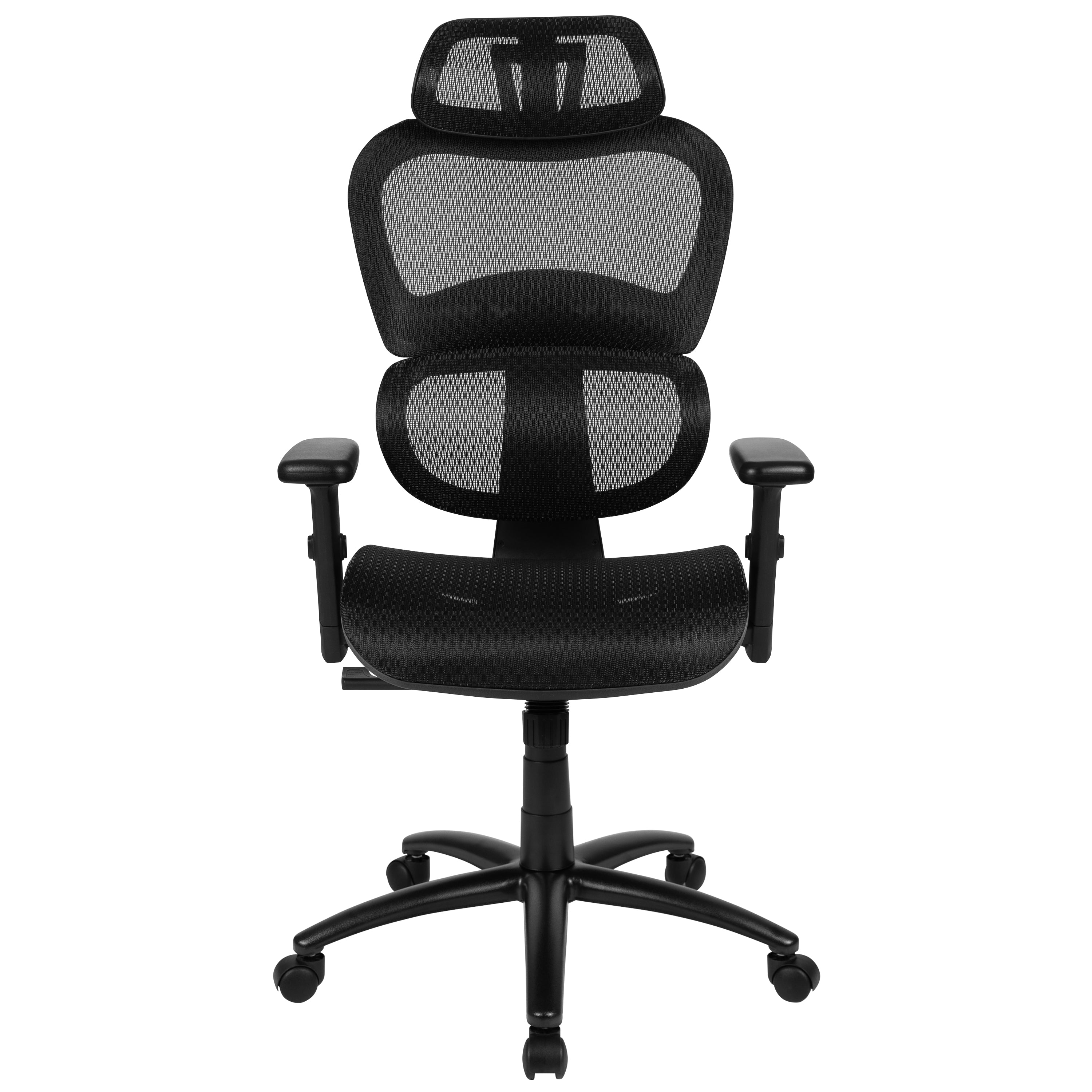 LO Ergonomic Mesh Office Chair with 2-to-1 Synchro-Tilt, Adjustable Headrest, Lumbar Support, and Adjustable Pivot Arms in Black