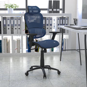 LO Ergonomic Mesh Office Chair with 2-to-1 Synchro-Tilt, Adjustable Headrest, Lumbar Support, and Adjustable Pivot Arms in Blue