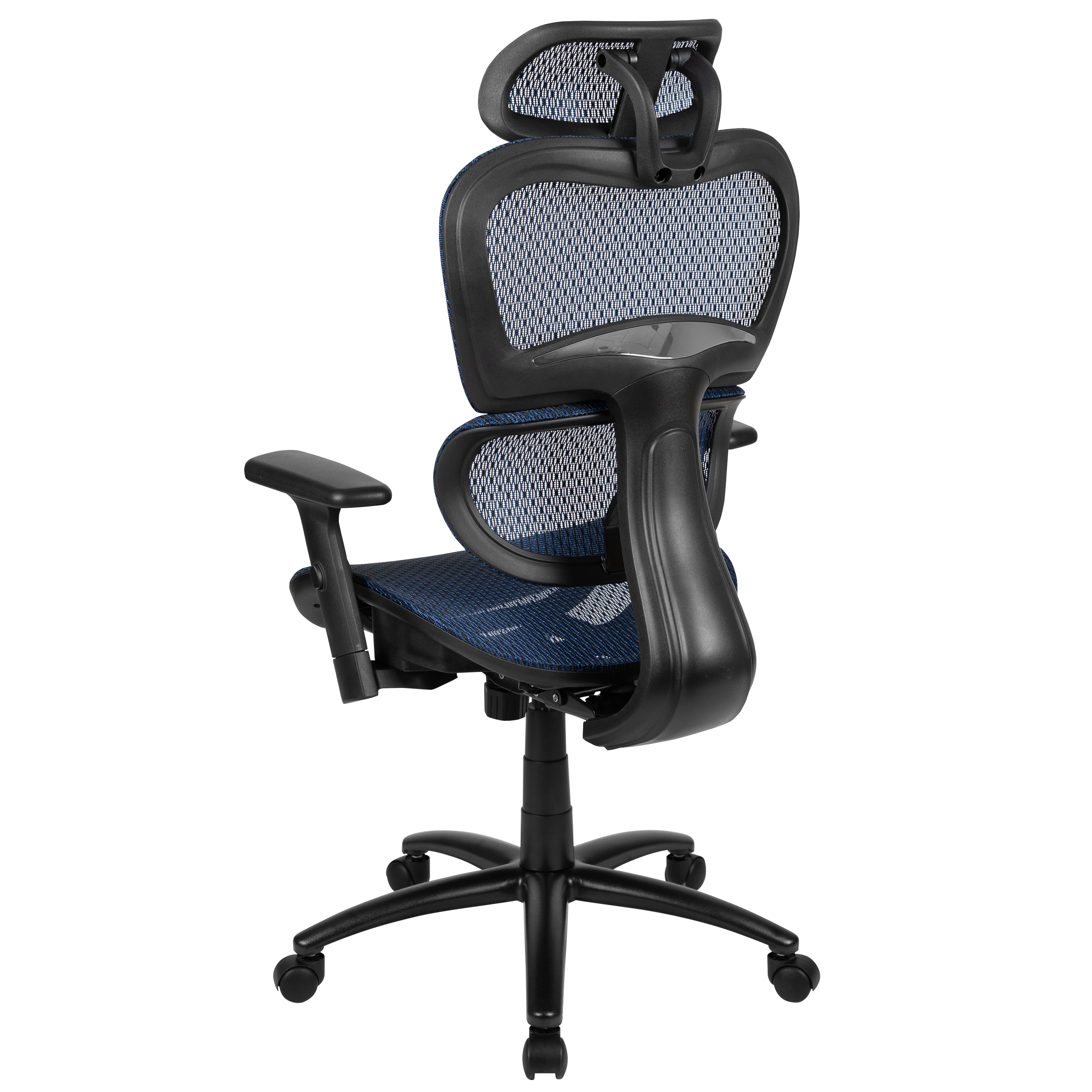 LO Ergonomic Mesh Office Chair with 2-to-1 Synchro-Tilt, Adjustable Headrest, Lumbar Support, and Adjustable Pivot Arms in Blue