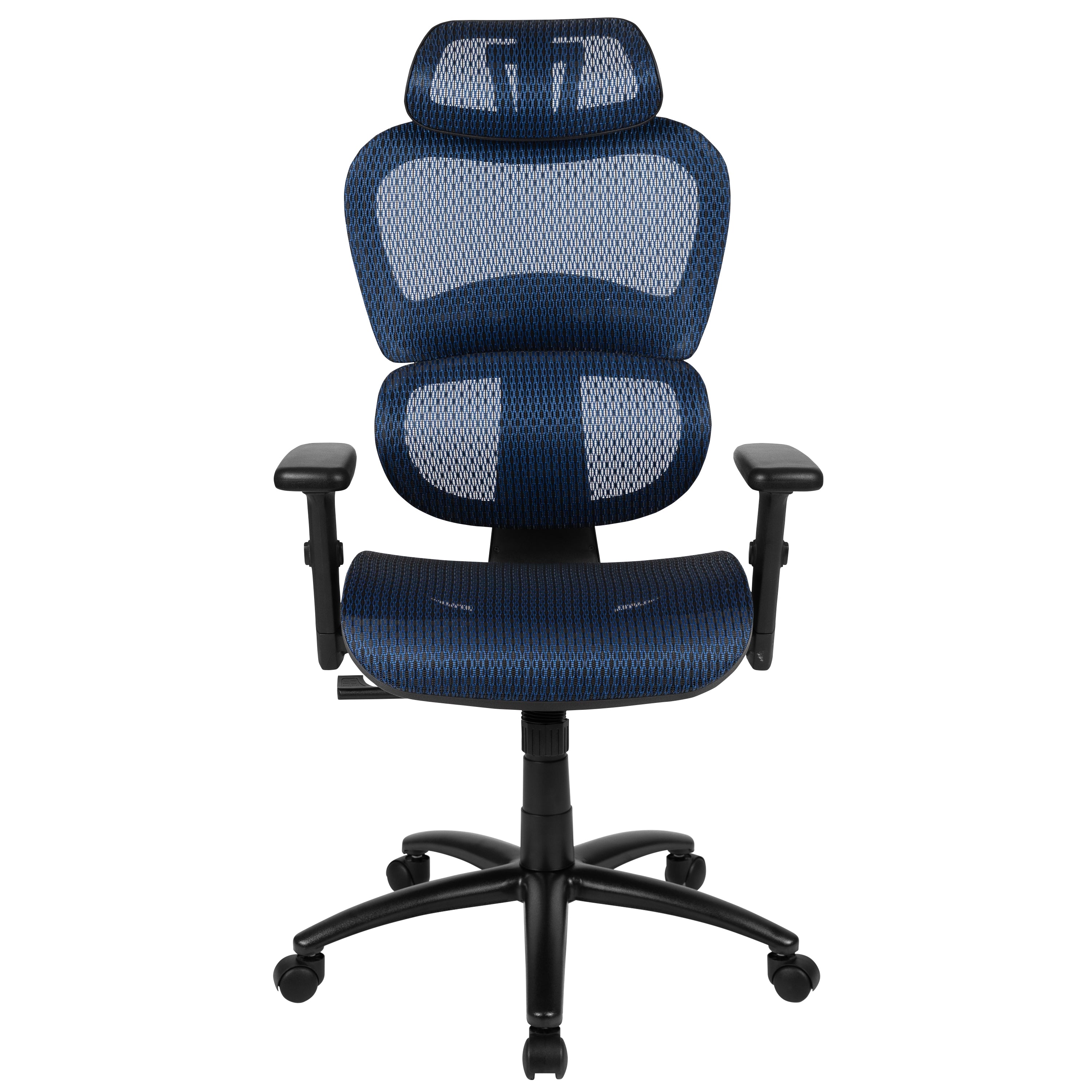 LO Ergonomic Mesh Office Chair with 2-to-1 Synchro-Tilt, Adjustable Headrest, Lumbar Support, and Adjustable Pivot Arms in Blue