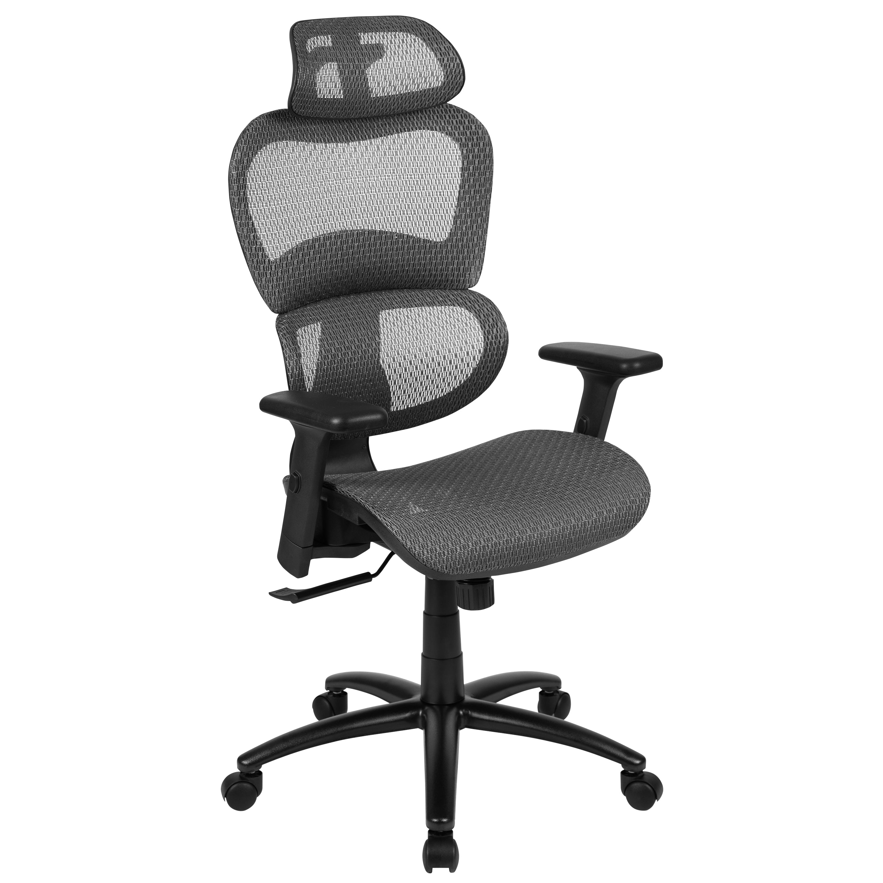 LO Ergonomic Mesh Office Chair with 2-to-1 Synchro-Tilt, Adjustable Headrest, Lumbar Support, and Adjustable Pivot Arms in Gray