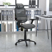 LO Ergonomic Mesh Office Chair with 2-to-1 Synchro-Tilt, Adjustable Headrest, Lumbar Support, and Adjustable Pivot Arms in Gray