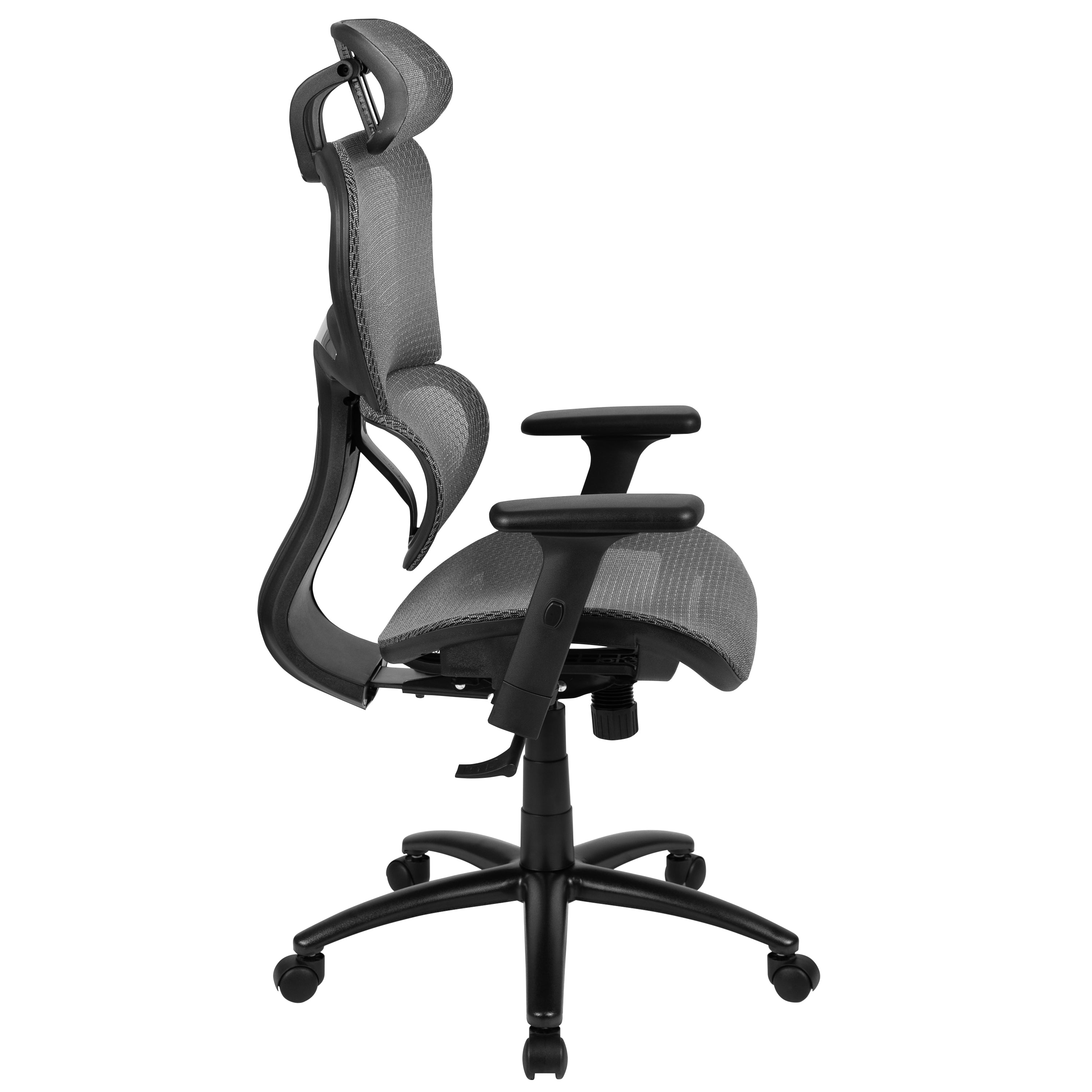 LO Ergonomic Mesh Office Chair with 2-to-1 Synchro-Tilt, Adjustable Headrest, Lumbar Support, and Adjustable Pivot Arms in Gray