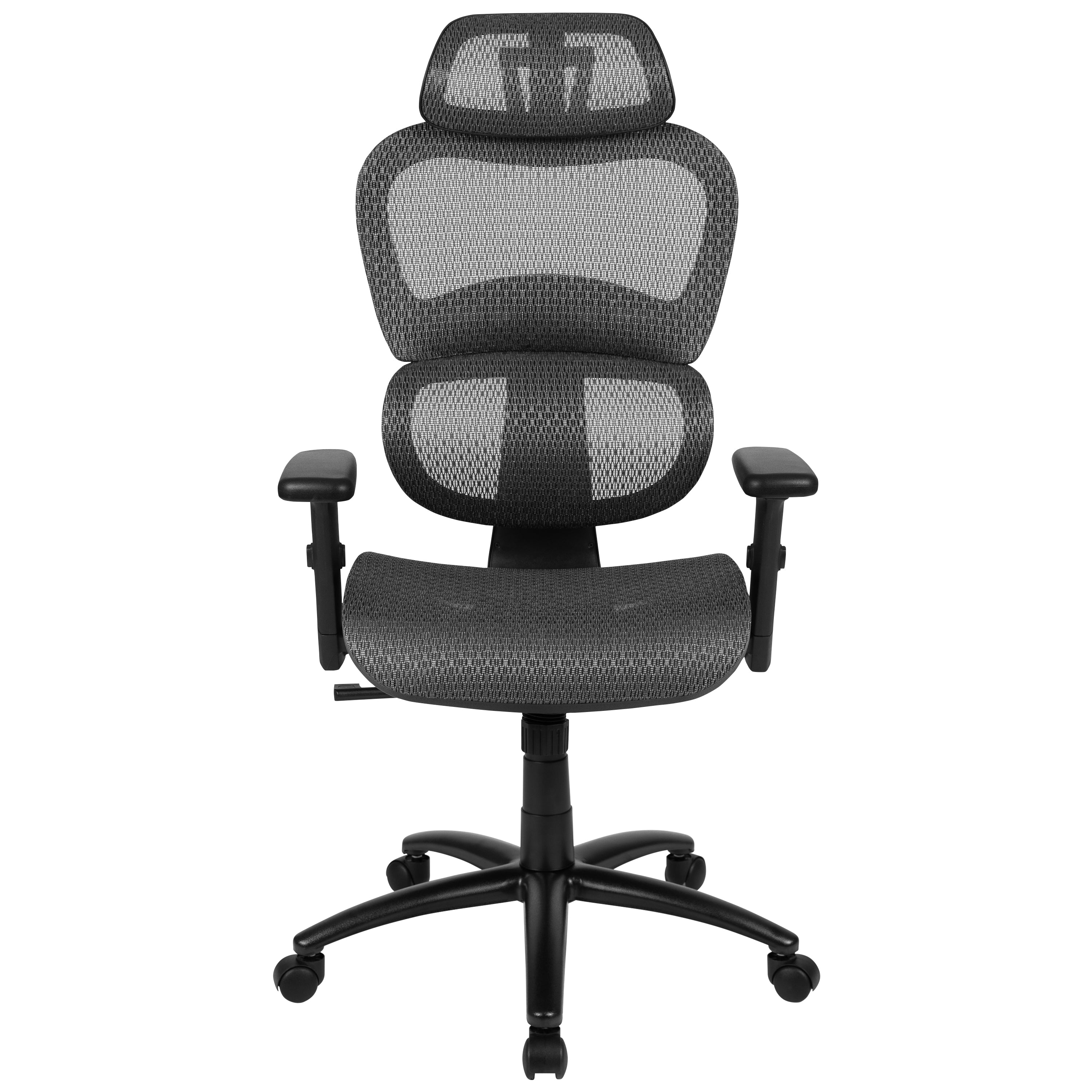 LO Ergonomic Mesh Office Chair with 2-to-1 Synchro-Tilt, Adjustable Headrest, Lumbar Support, and Adjustable Pivot Arms in Gray