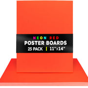 Fluorescent Poster Board - 11"x14", 2 sided, 25/pack - RED