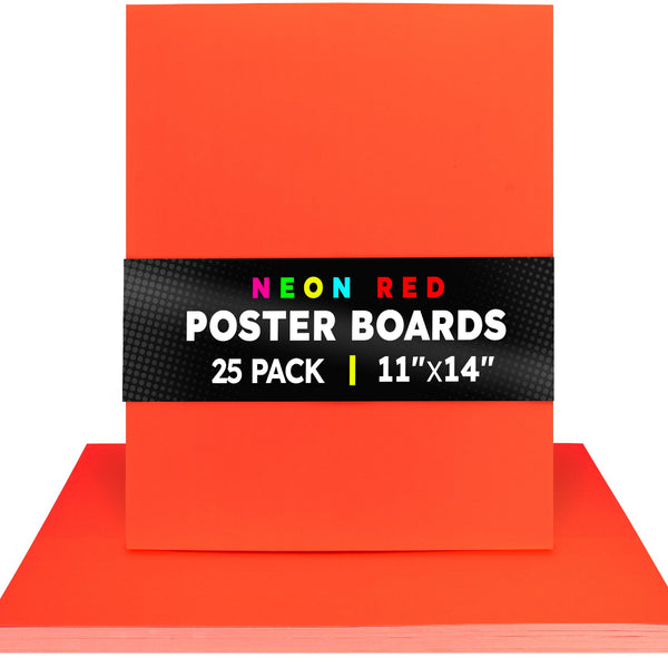 Fluorescent Poster Board - 11"x14", 2 sided, 25/pack - RED