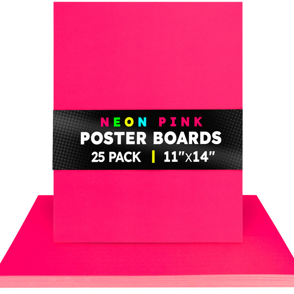 Fluorescent Poster Board - 11"x14", 2 sided, 25/pack - PINK