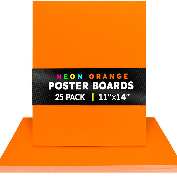 Fluorescent Poster Board - 11"x14", 2 sided, 25/pack - ORANGE