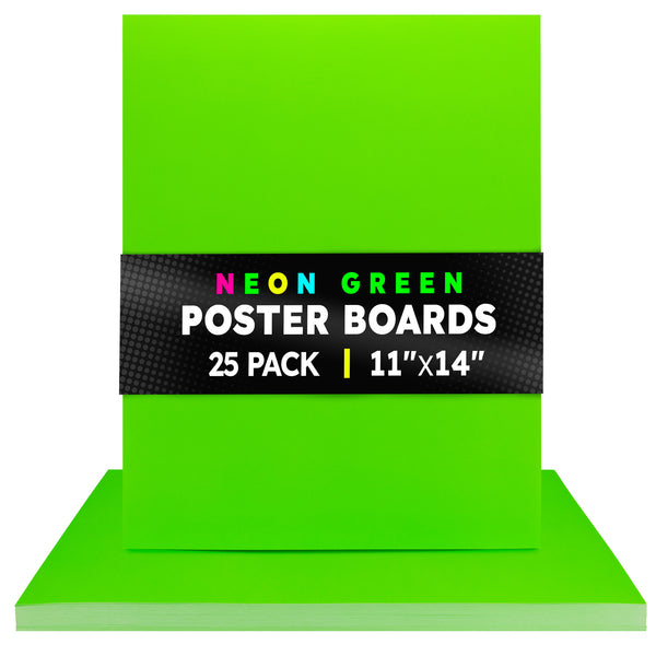 Fluorescent Poster Board - 11"x14", 2 sided, 25/pack - CHARTREUSE (GREEN)