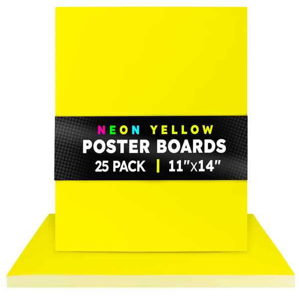 Fluorescent Poster Board - 11"x14", 2 sided, 25/pack - YELLOW