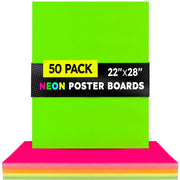 Fluorescent Poster Board - 22"x28", 10pt., 50 shts, 10 ea of 5 asst'd colors
