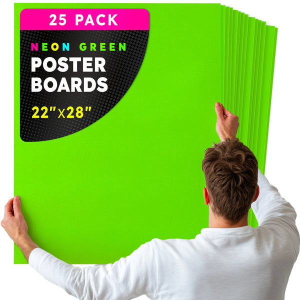 Fluorescent Poster Board - 22"x28", 2 sided, 25/pack - CHARTREUSE (GREEN)