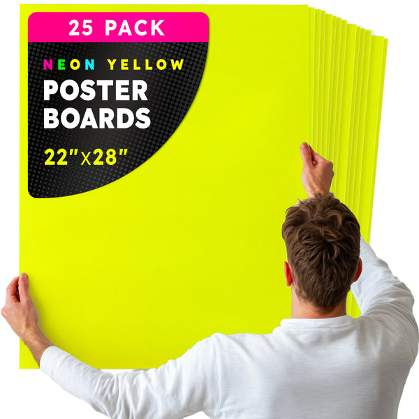 Fluorescent Poster Board - 22"x28", 2 sided, 25/pack - YELLOW