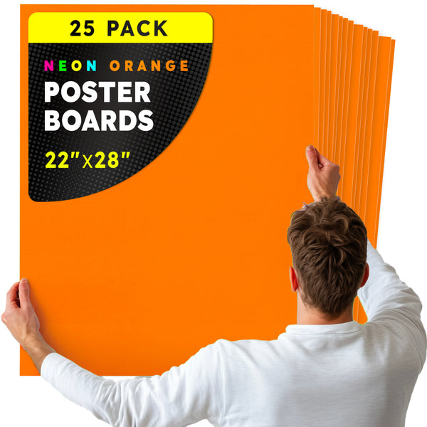 Fluorescent Poster Board - 22"x28", 2 sided, 25/pack - ORANGE
