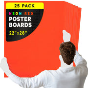 Fluorescent Poster Board - 22"x28", 2 sided, 25/pack - RED