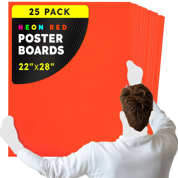 Fluorescent Poster Board - 22"x28", 2 sided, 25/pack - RED