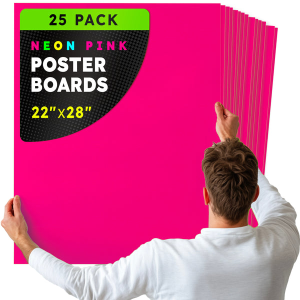 Fluorescent Poster Board - 22"x28", 2 sided, 25/pack - PINK