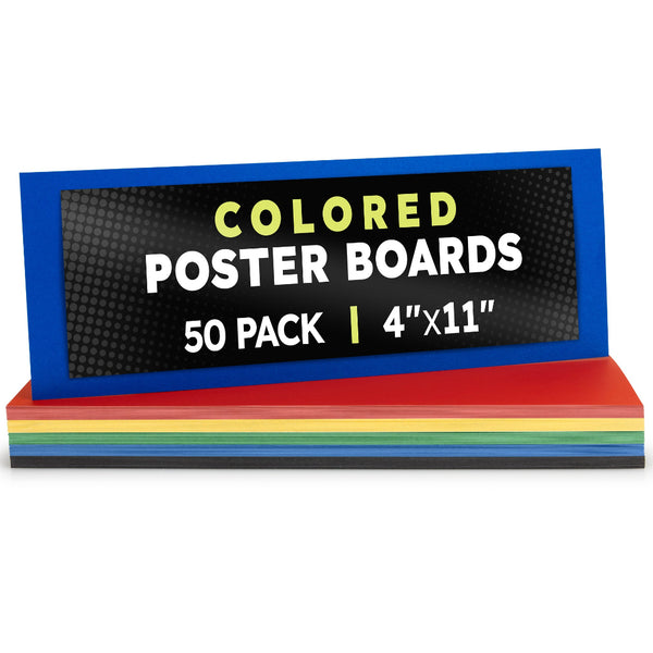Colored Posterboard 4"x11" 100 pcs, 20 ea of Red,Yellow,Green,Blue,Black