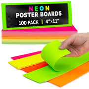 Cards 4"x11" pack of 100 ASSORTED, 20 each of 5 colors