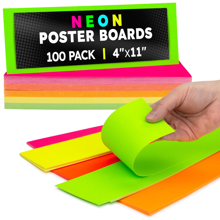 Cards 4"x11" pack of 100 ASSORTED, 20 each of 5 colors