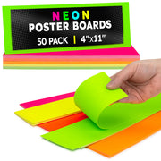 Cards 4"x11" pack of 50 ASSORTED, 10 each of 5 colors
