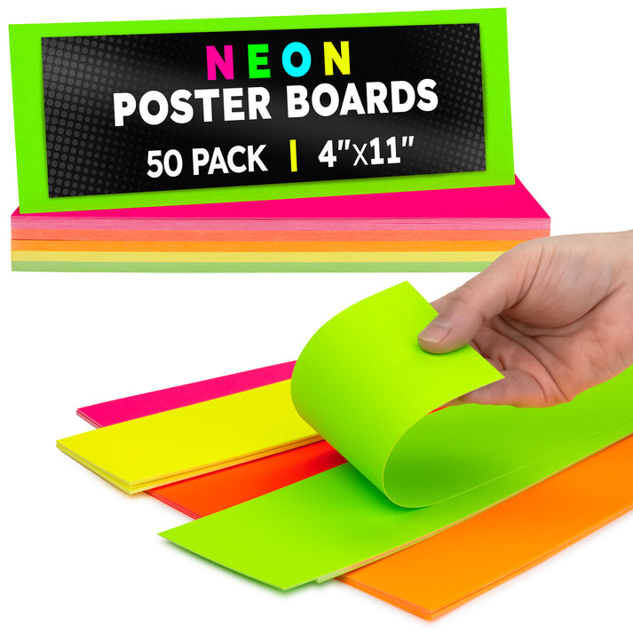 Cards 4"x11" pack of 50 ASSORTED, 10 each of 5 colors