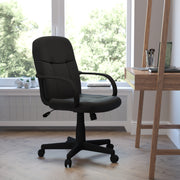 Paulson Mid-Back Black Glove Vinyl Executive Swivel Office Chair with Arms