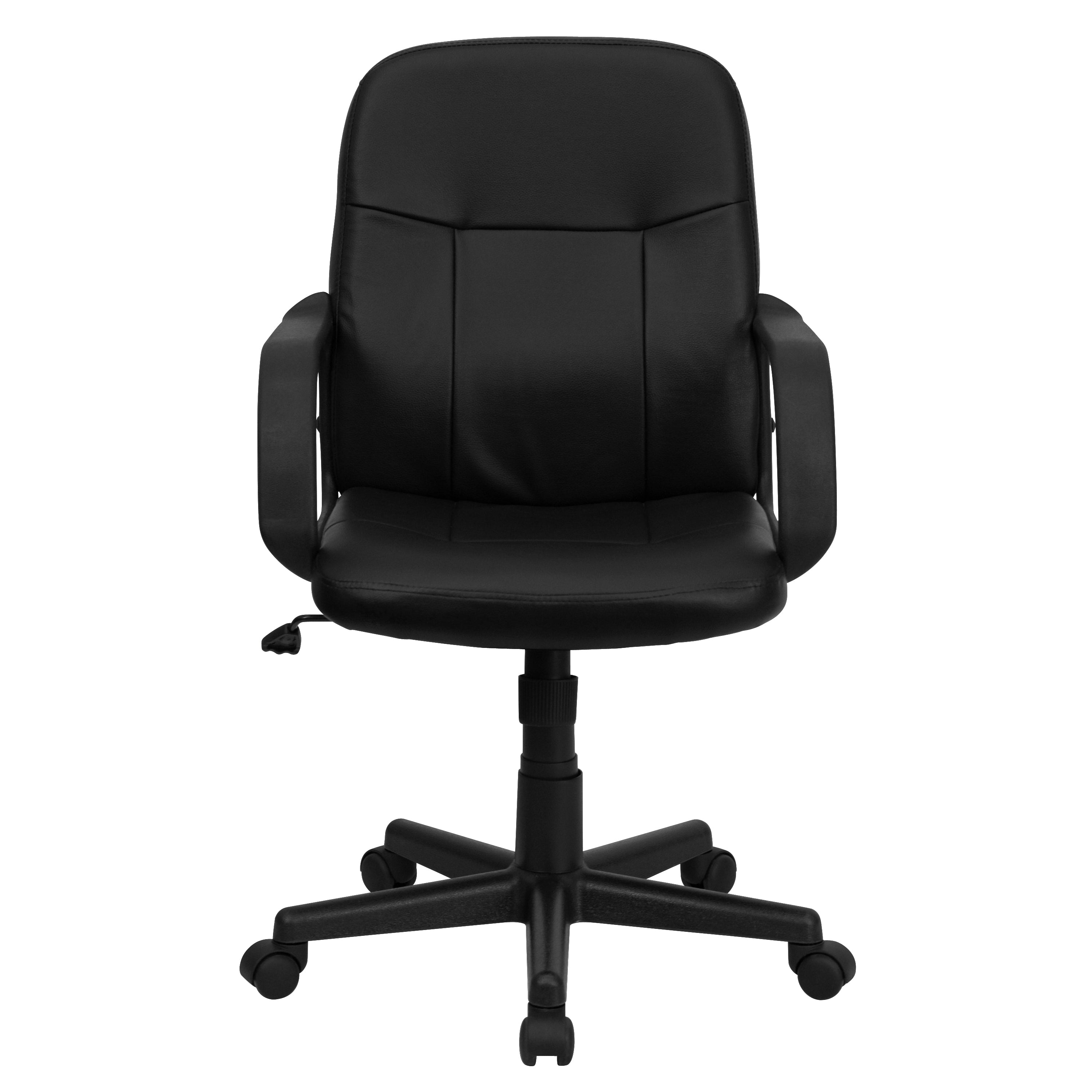 Paulson Mid-Back Black Glove Vinyl Executive Swivel Office Chair with Arms