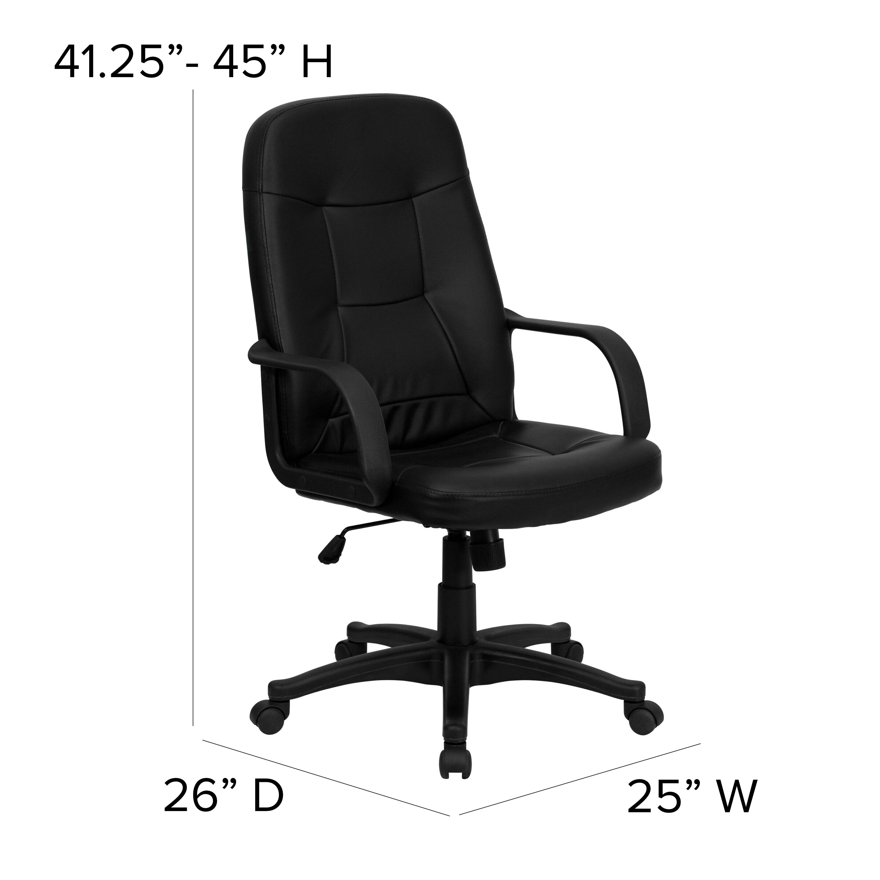 Holly High Back Black Glove Vinyl Executive Swivel Office Chair with Arms