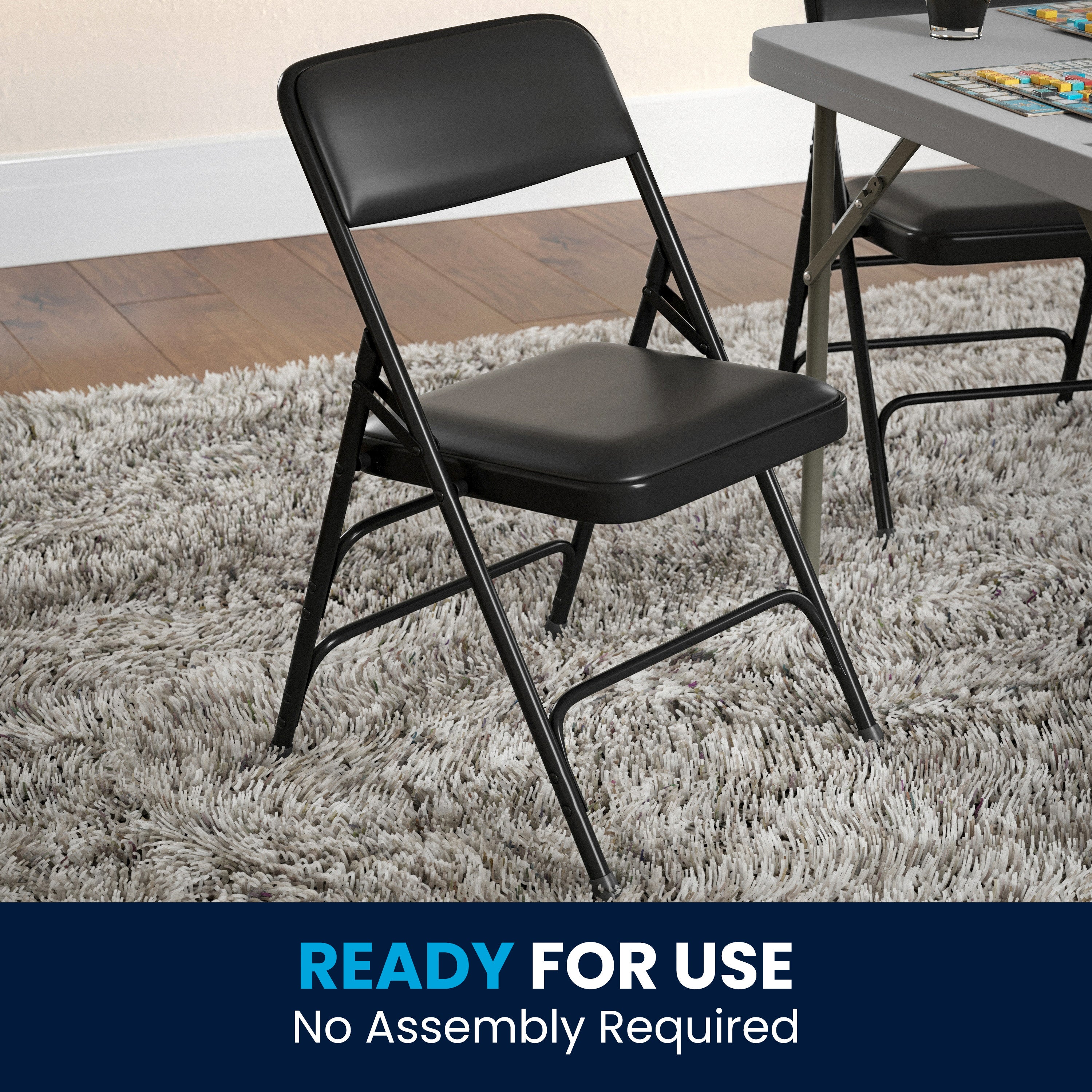 HERCULES Series Metal Folding Chairs with Padded Seats | Set of 2 Black Metal Folding Chairs