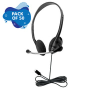 Personal Headset with Steel-Reinforced Mic, USB-C plug and Foam Ear Cushions - Pack of 50.