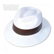 White Gangster Hat With Band,Pack of 12