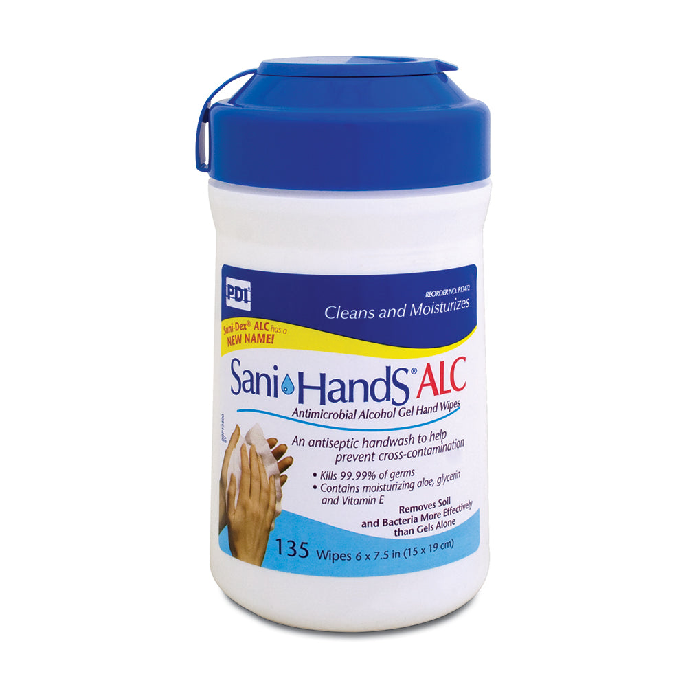 Sani-Hands Alc Antimicrobial Alchol Gel Hand Wipes, 135 Wipes/Tub