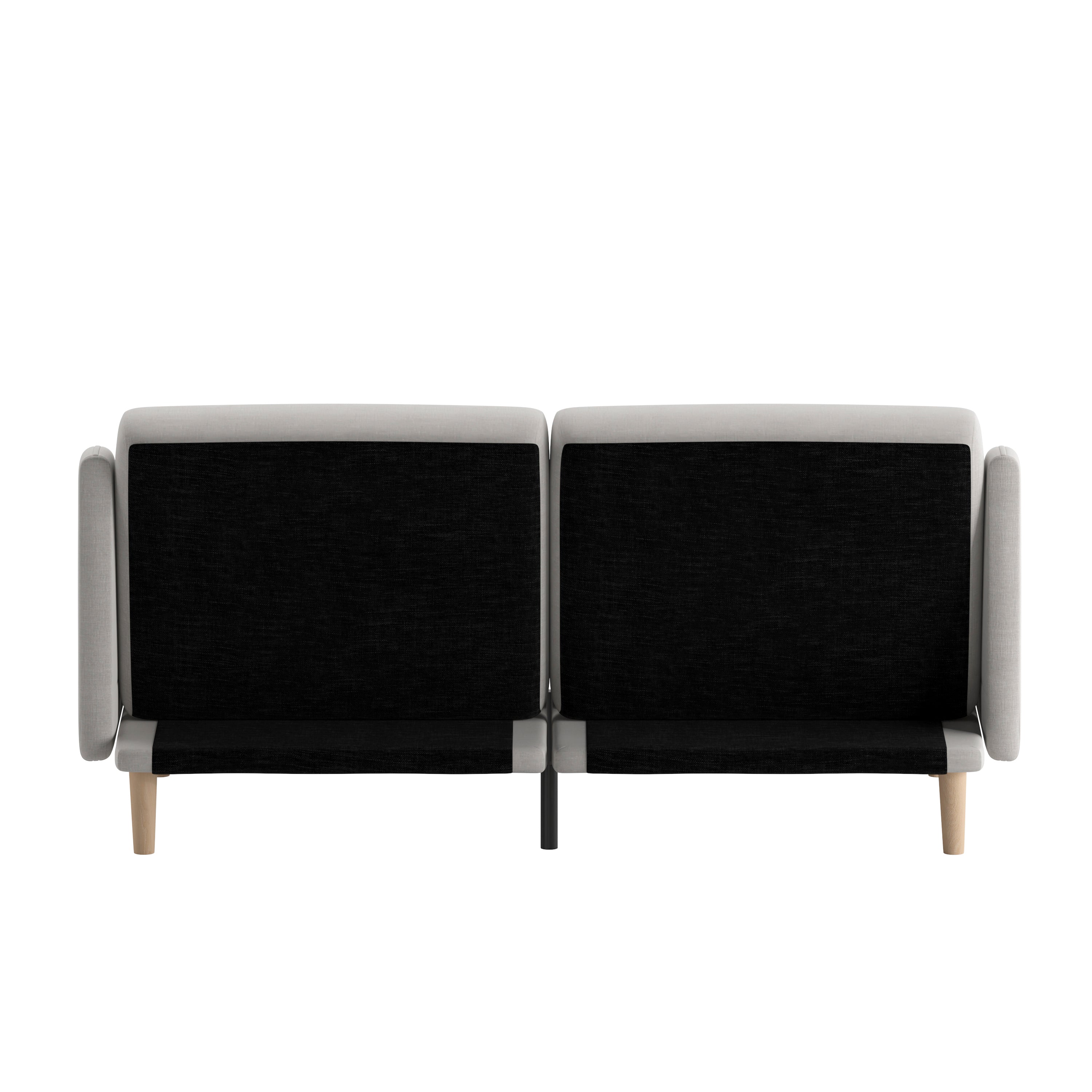 Carter Premium Tufted Split Back Sofa Futon, Convertible Sleeper Couch for Small Spaces in Stone Faux Linen Upholstery with Solid Wooden Legs