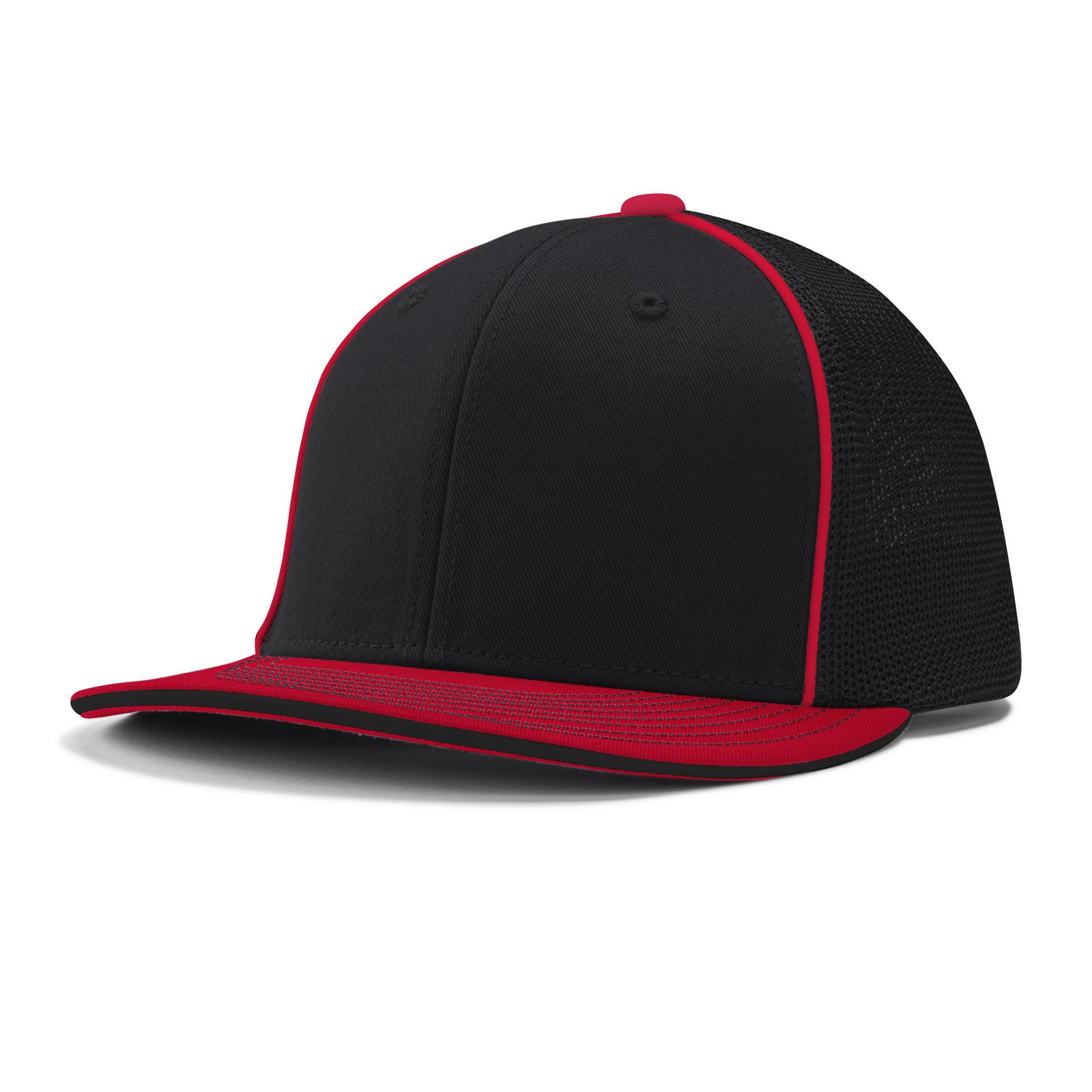 Varsity Cap - B9 Black Black Scarlet w/ Scarlet Pipe, Large/XLarge
