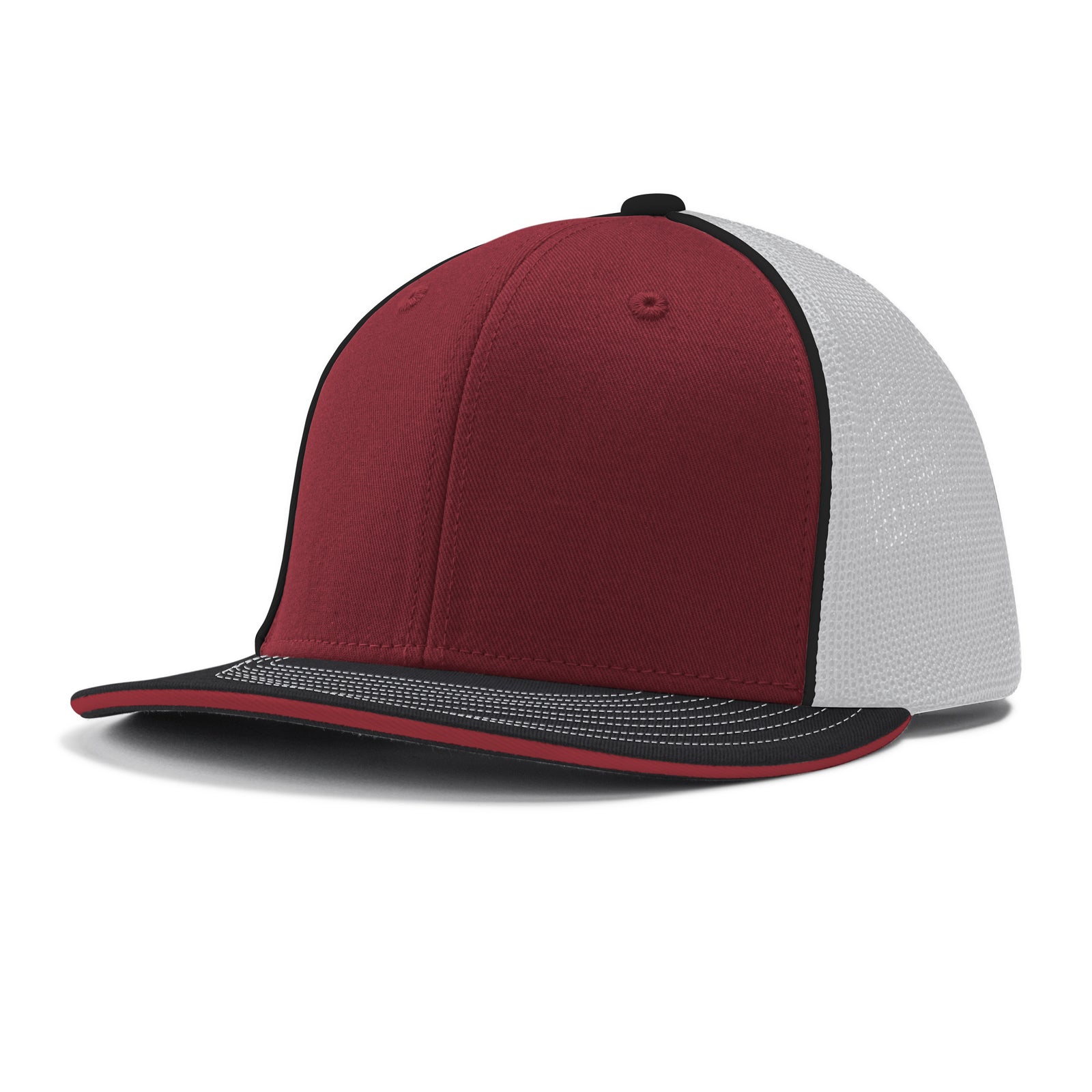 Varsity Cap - CD3 Cardinal White Black w/ Black Pipe, Large/XLarge