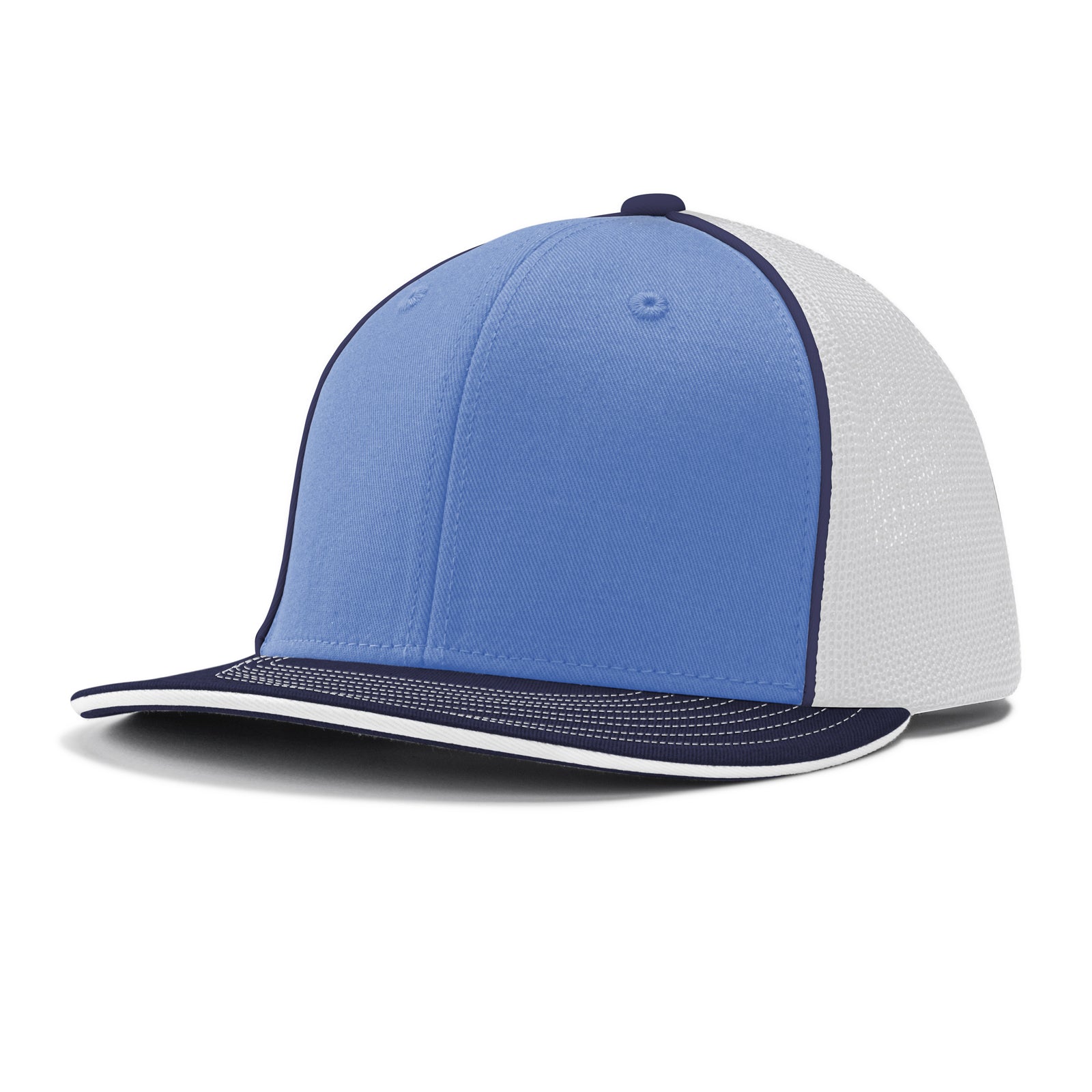 Varsity Cap - LB7 Light Blue White Navy w/ Navy Pipe & White Sandwich, Large/XLarge