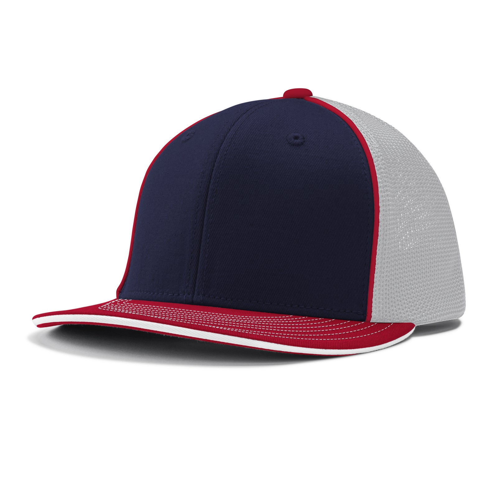 Varsity Cap - NY15 Navy White Scarlet w/ Scarlet Pipe, Small/Medium