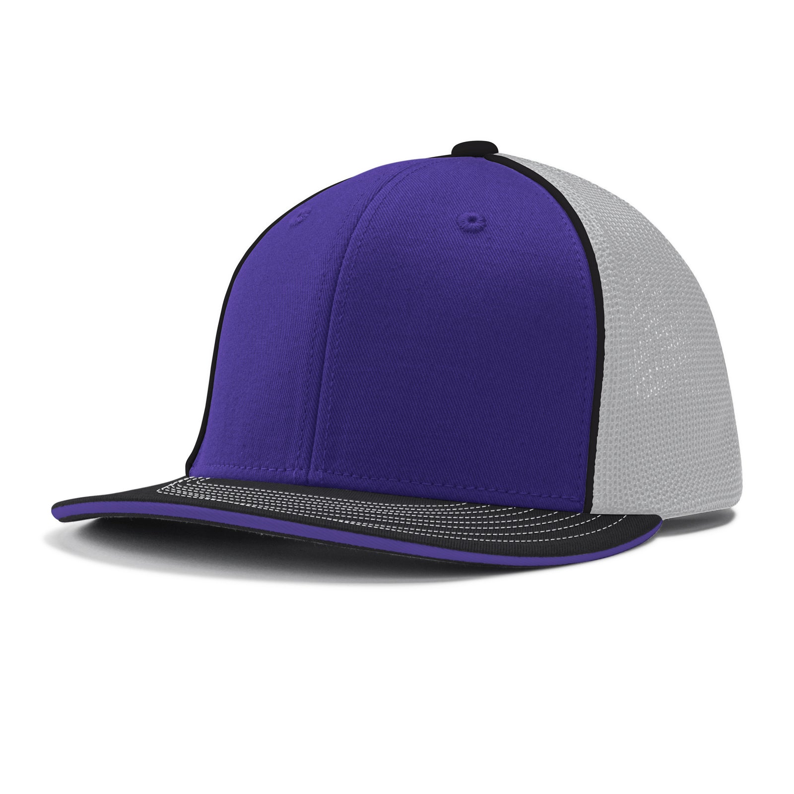 Varsity Cap - PU5 Purple White Black w/ Black Pipe, Large/XLarge