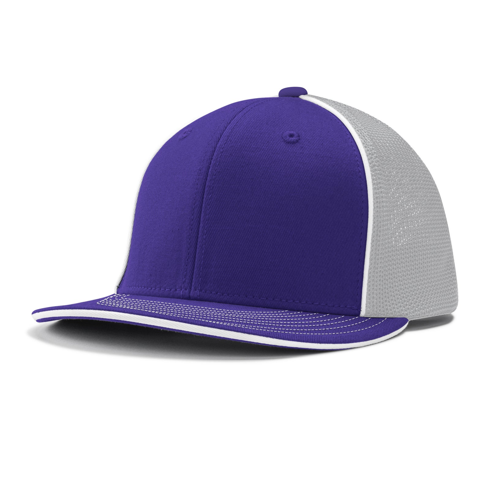 Varsity Cap - PU7 Purple White Purple w/ White Pipe, Small/Medium