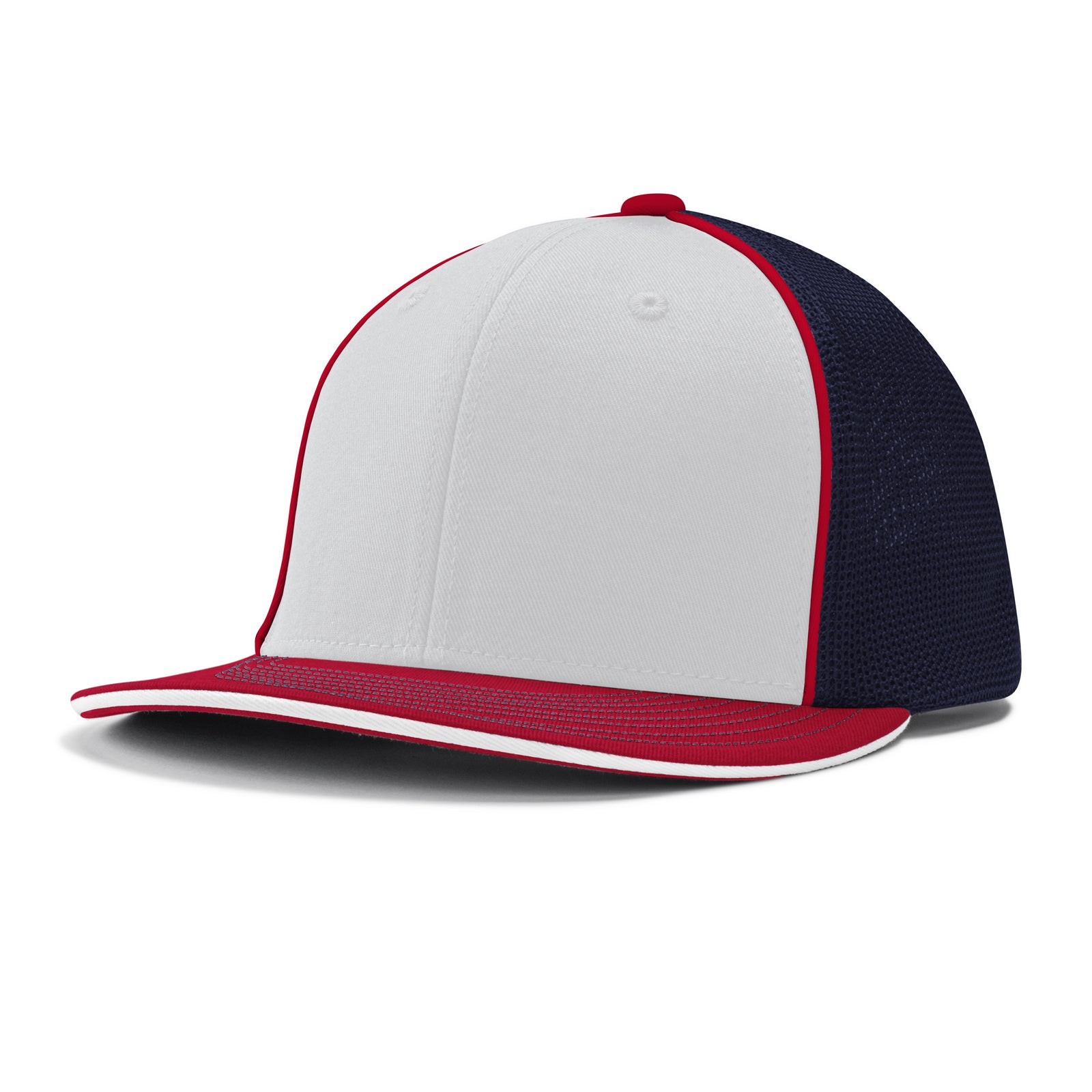 Varisty Cap - W11 White Navy Scarlet w/ Scarlet Pipe, XXLarge