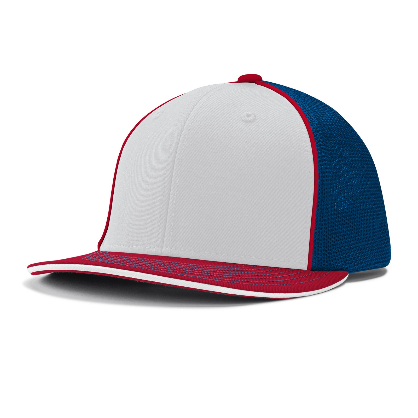 Varsity Cap - W14 White Royal Scarlet w/ Scarlet Pipe, Small/Medium