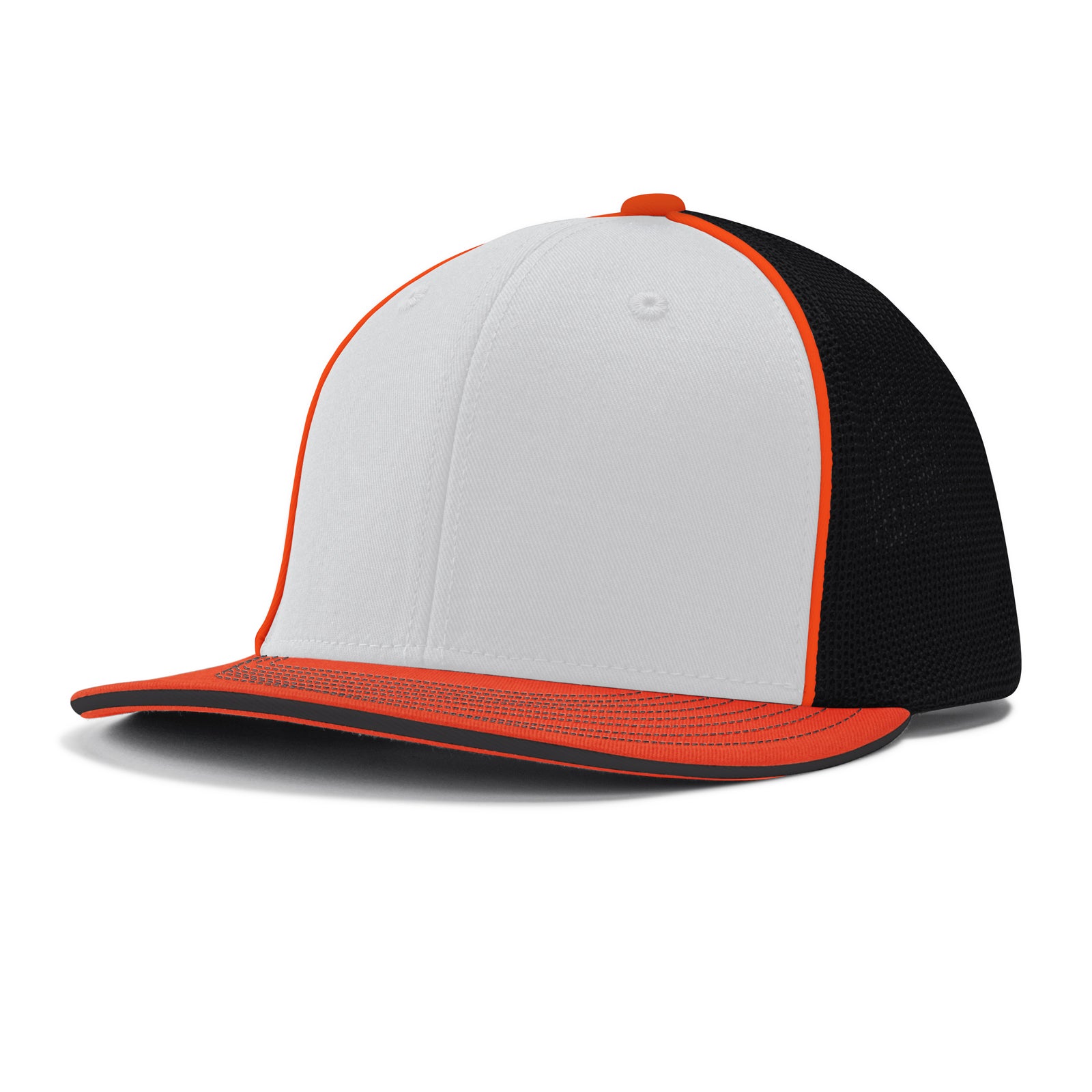 Varsity Cap - W4 White Black Orange w/ Orange Pipe, Large/XLarge