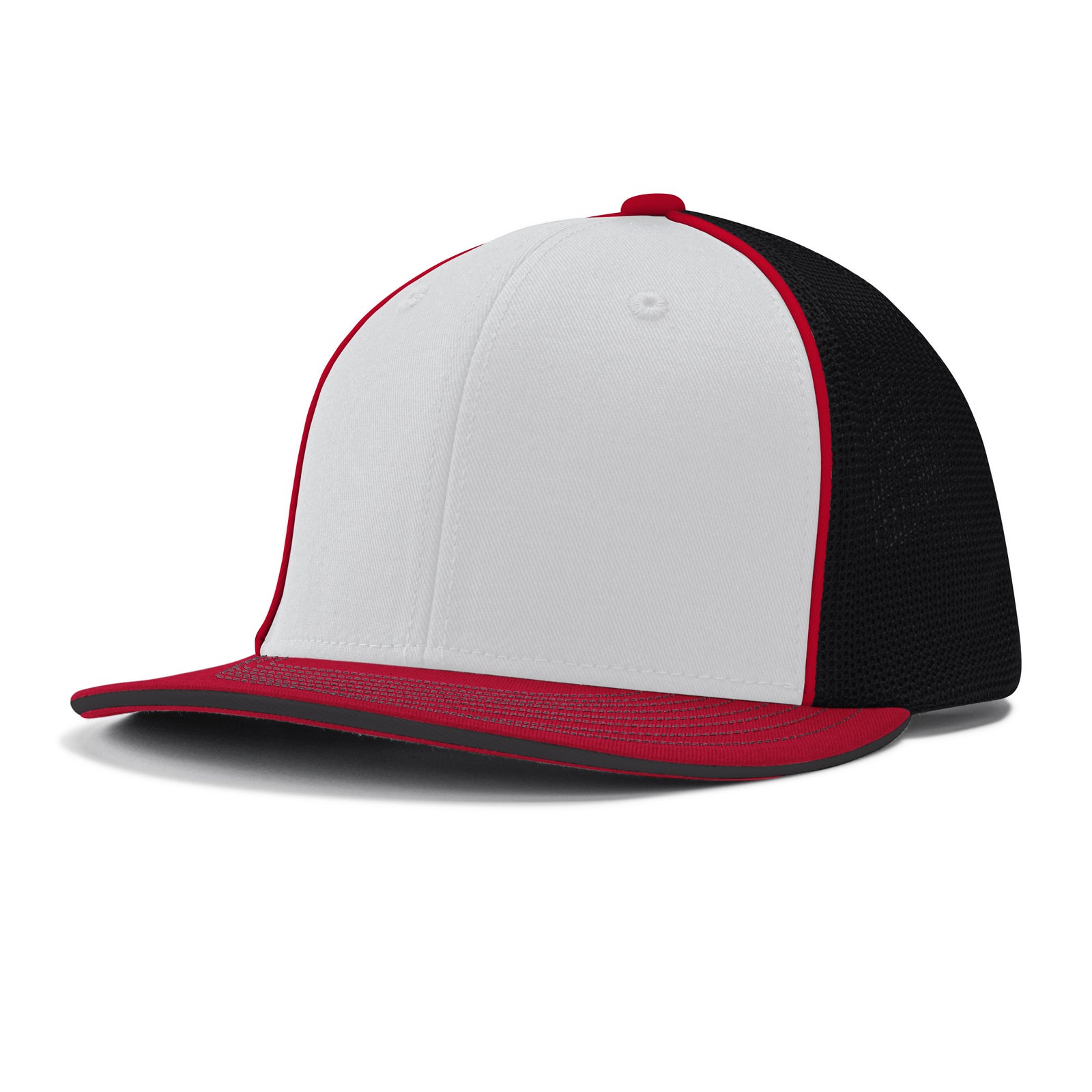 Varsity Cap - W5 White Black Scarlet w/ Scarlet Pipe, Large/XLarge