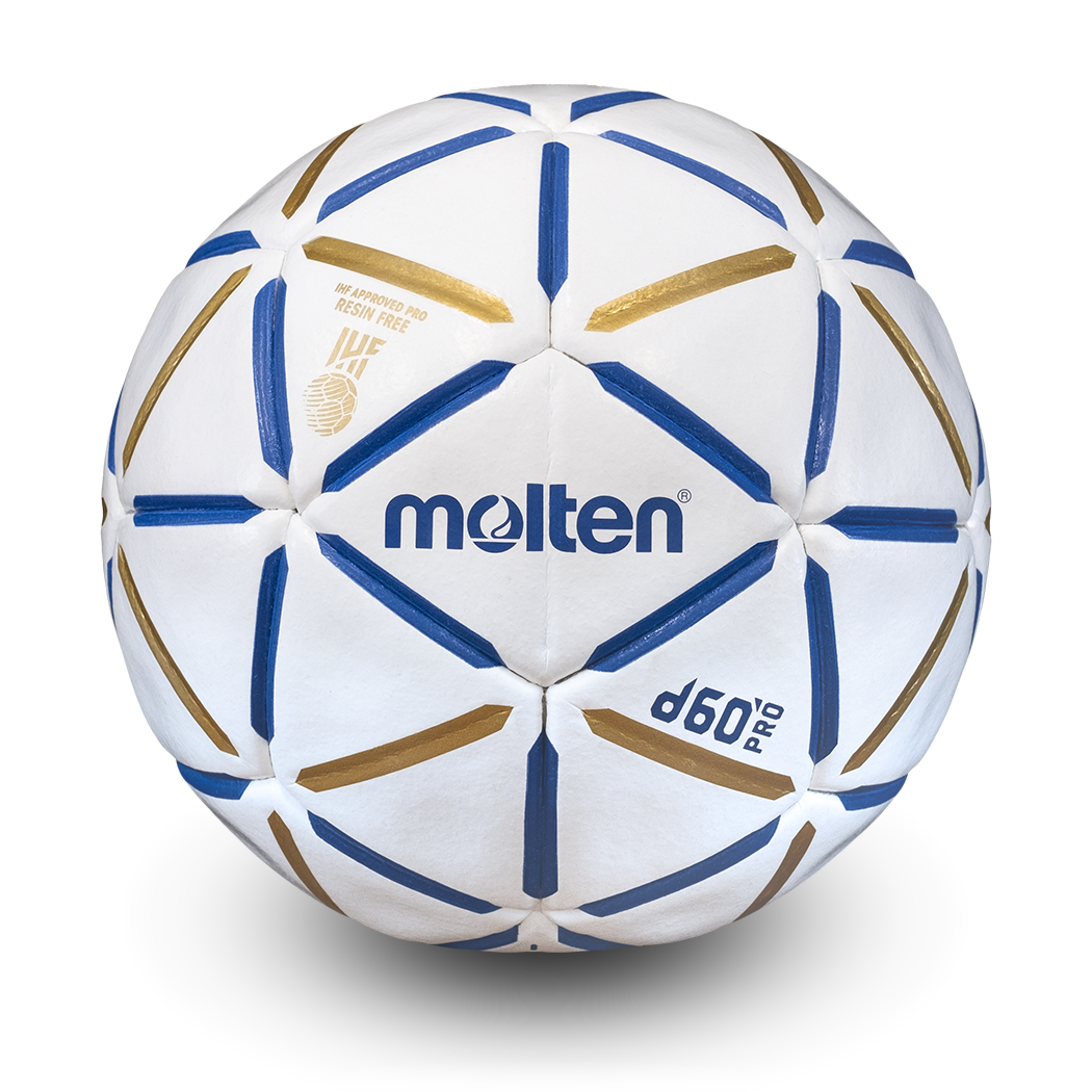 Elite Competition - Resin Free Handball IHF Approved, D60' Channeled Design, Moisture Absorbent Cover, High Density Latex Bladder, White/Blue, Size 2