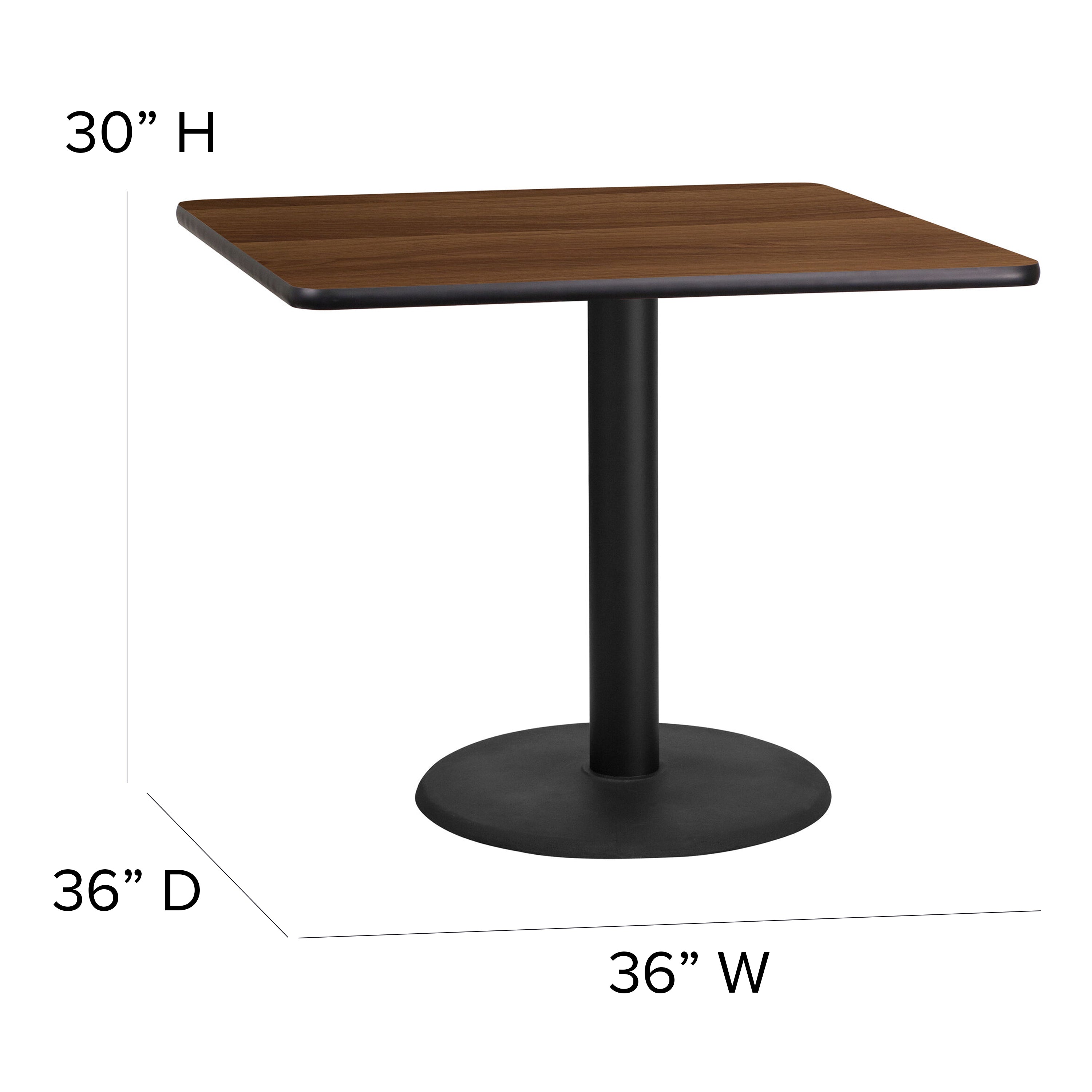 Carlton 36'' Square Natural Laminate Table Set with X-Base and 4 Ladder Back Metal Chairs - Black Vinyl Seat