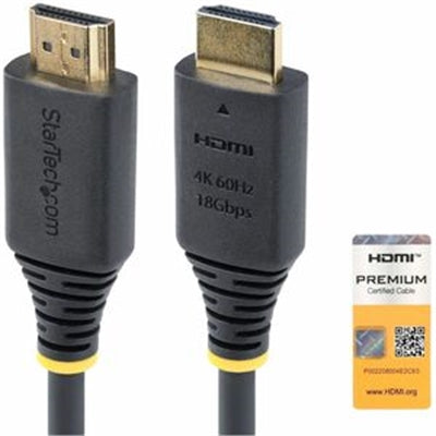 StarTech.com 1.6ft (50cm) Premium Certified High Speed HDMI Cable 4K 60Hz/1440p 144Hz HDR10/HDCP 2.2/ARC 18Gbps UHD HDMI 2.0 Cord for TV/Monitor/Displ
