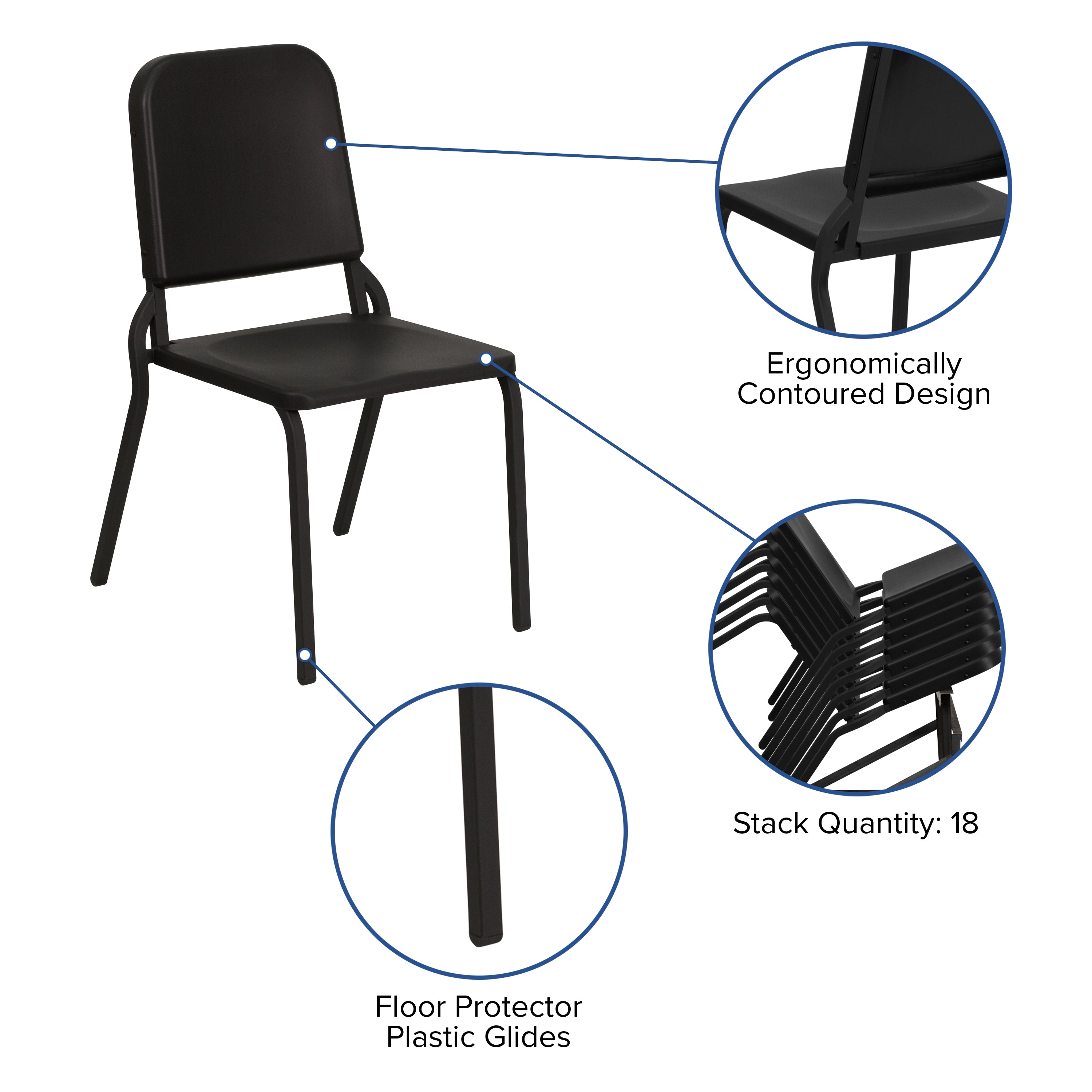 HERCULES Series Black High Density Stackable Melody Band/Music Chair
