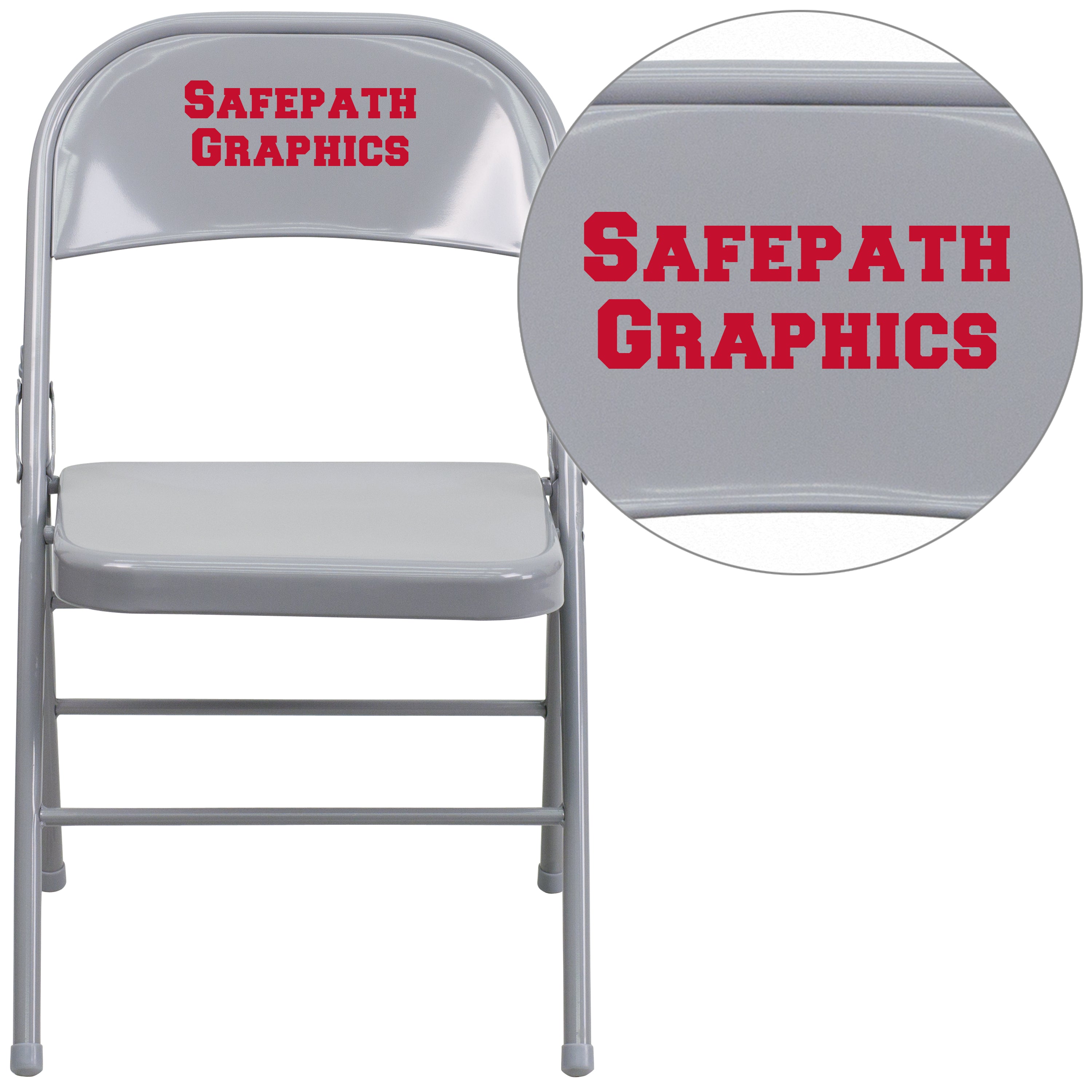 Personalized HERCULES Series Triple Braced & Double Hinged Gray Metal Folding Chair