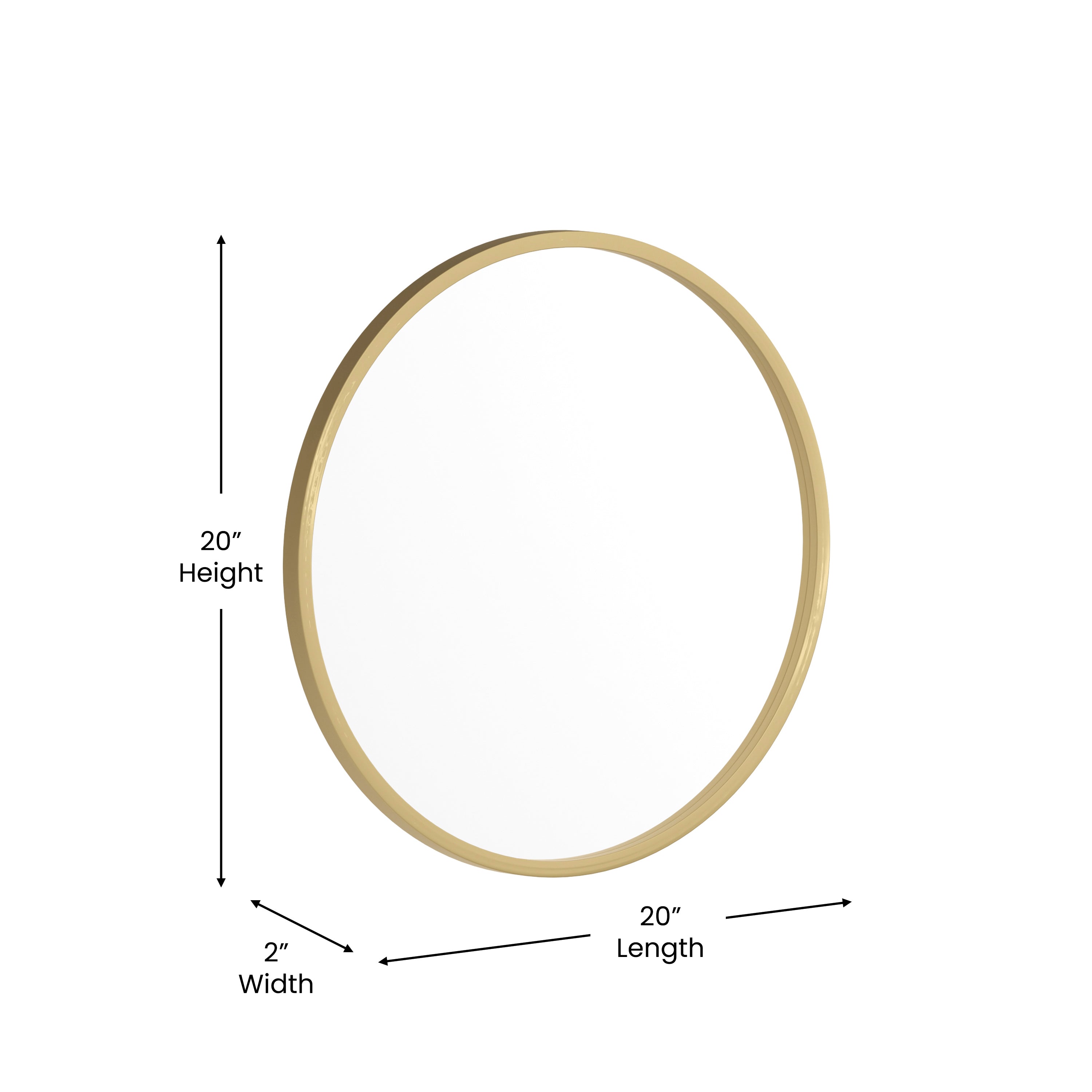 Julianne 20" Round Gold Metal Framed Wall Mirror - Large Accent Mirror for Bathroom, Vanity, Entryway, Dining Room, & Living Room